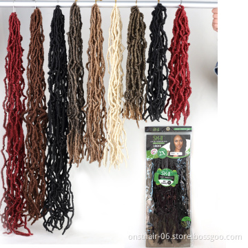 Synthetic Hair Soft Nu Locs 18 36 inch bobbiboss Crochet Hair Braids Dreadlocks Goddess Faux Locs Wavy Preloop Crochet Braiding